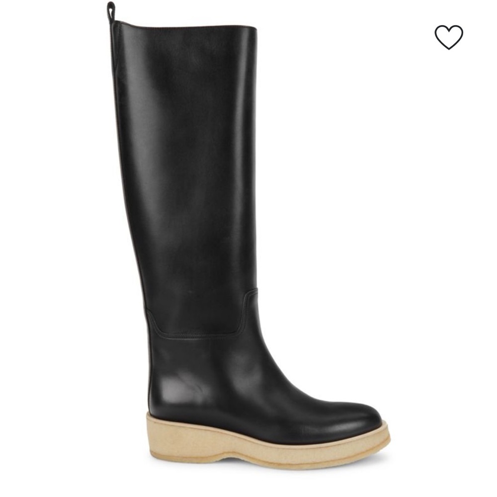 The Row Black Leather Boots with Cream Sole